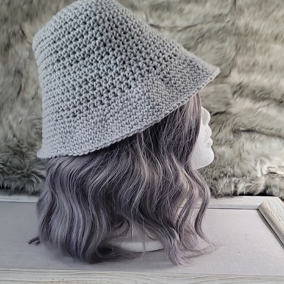 Hand made Gray Crochet Bucket Hat - Picture 4 of 9